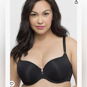 Curvy Couture Womens Tulip Smooth T-Shirt Bra Black NEW NWT 44G